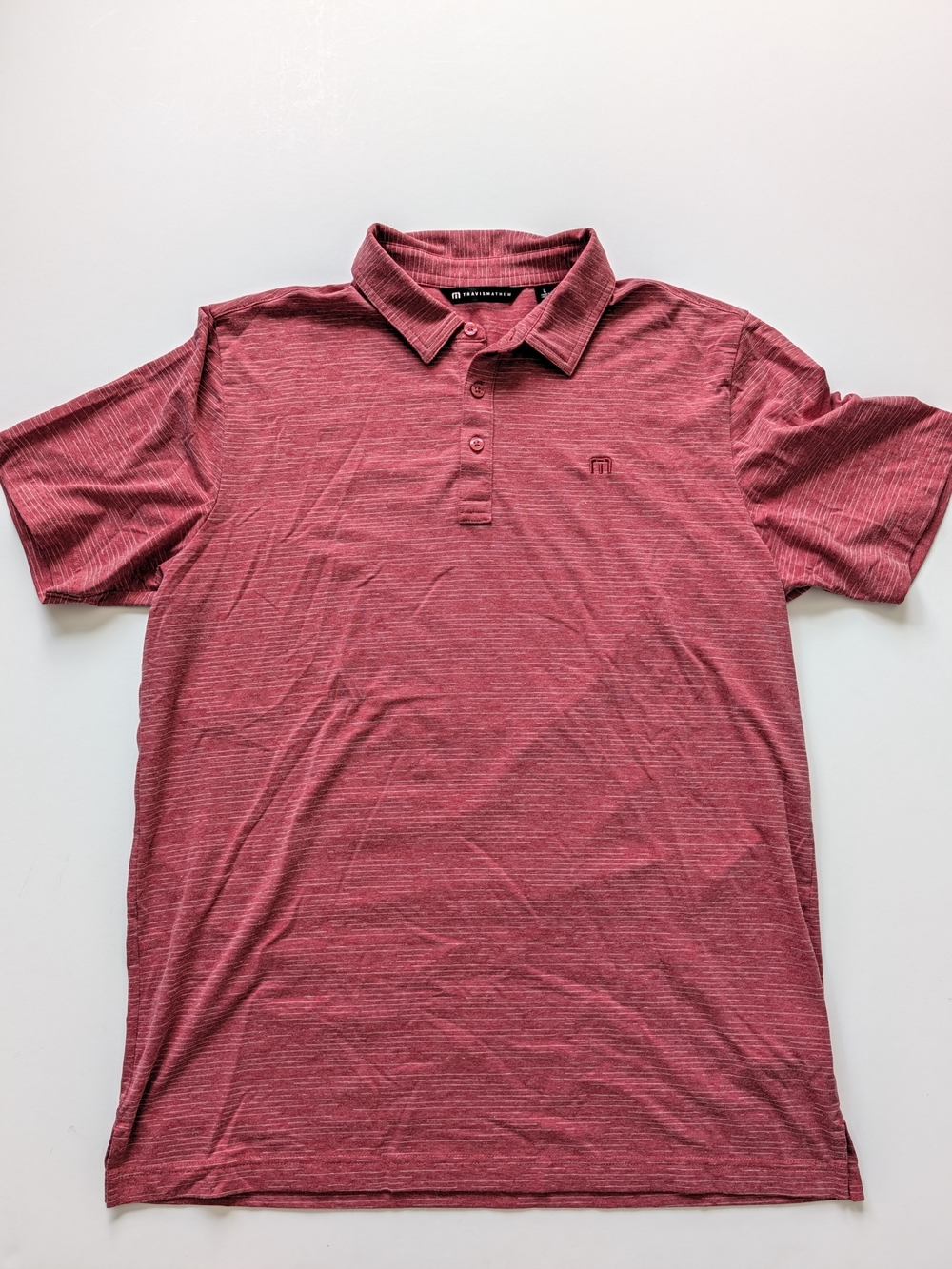 Travis Mathew Heathered Red Short Sleeve Polo Large